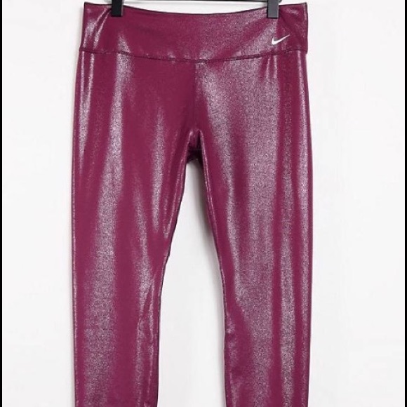 Nike leggings Burgundy Red shimmering Nike leggings dark red wine sz XXL - Picture 5 of 8